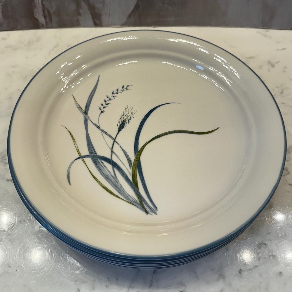 Corelle Coastal Breeze Lunch Salad Plates Set of 8 Blue Green Wheat USA Retired